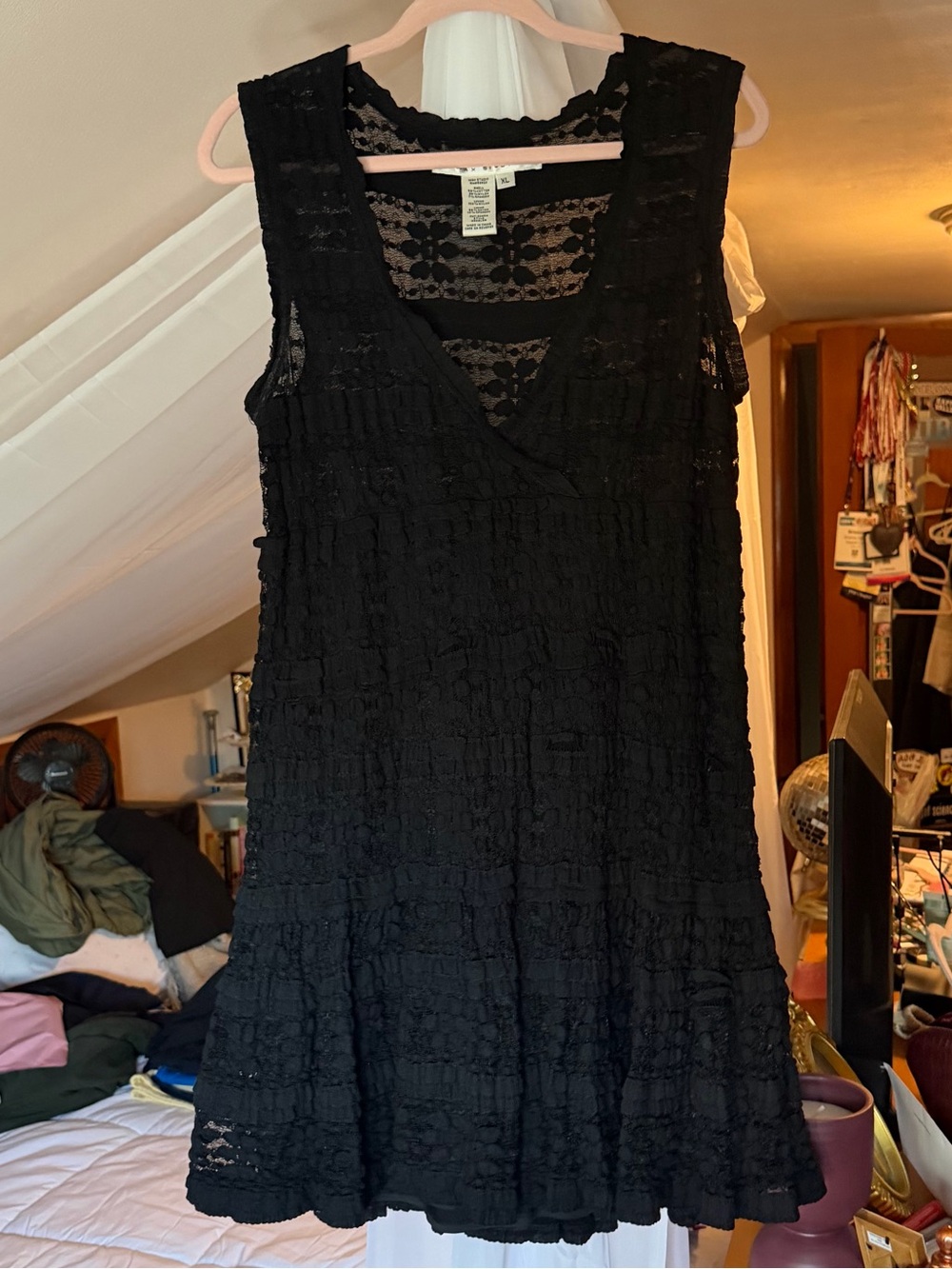 Black Lace Sleeveless V-Neck Mini Dress